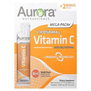 Aurora Nutrascience, Mega-Pack+®, Liposomal Vitamin C, 32 Packs, 0.68 fl oz (20 ml) Each
