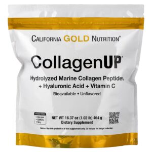 California Gold Nutrition, CollagenUP®, Hydrolyzed Marine Collagen Peptides with Hyaluronic Acid and Vitamin C, Unflavored, 1.02 lb (464 g)