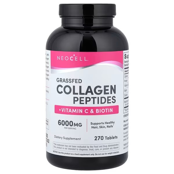 NeoCell, Grassfed Collagen Peptides + Vitamin C & Biotin, 270 Tablets